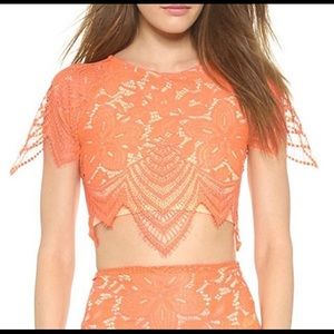 For love and lemons scalloped Luna top in guava